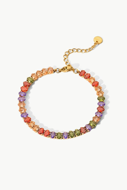 18K Gold Plated Multicolored Zircon Bracelet - Love Culture