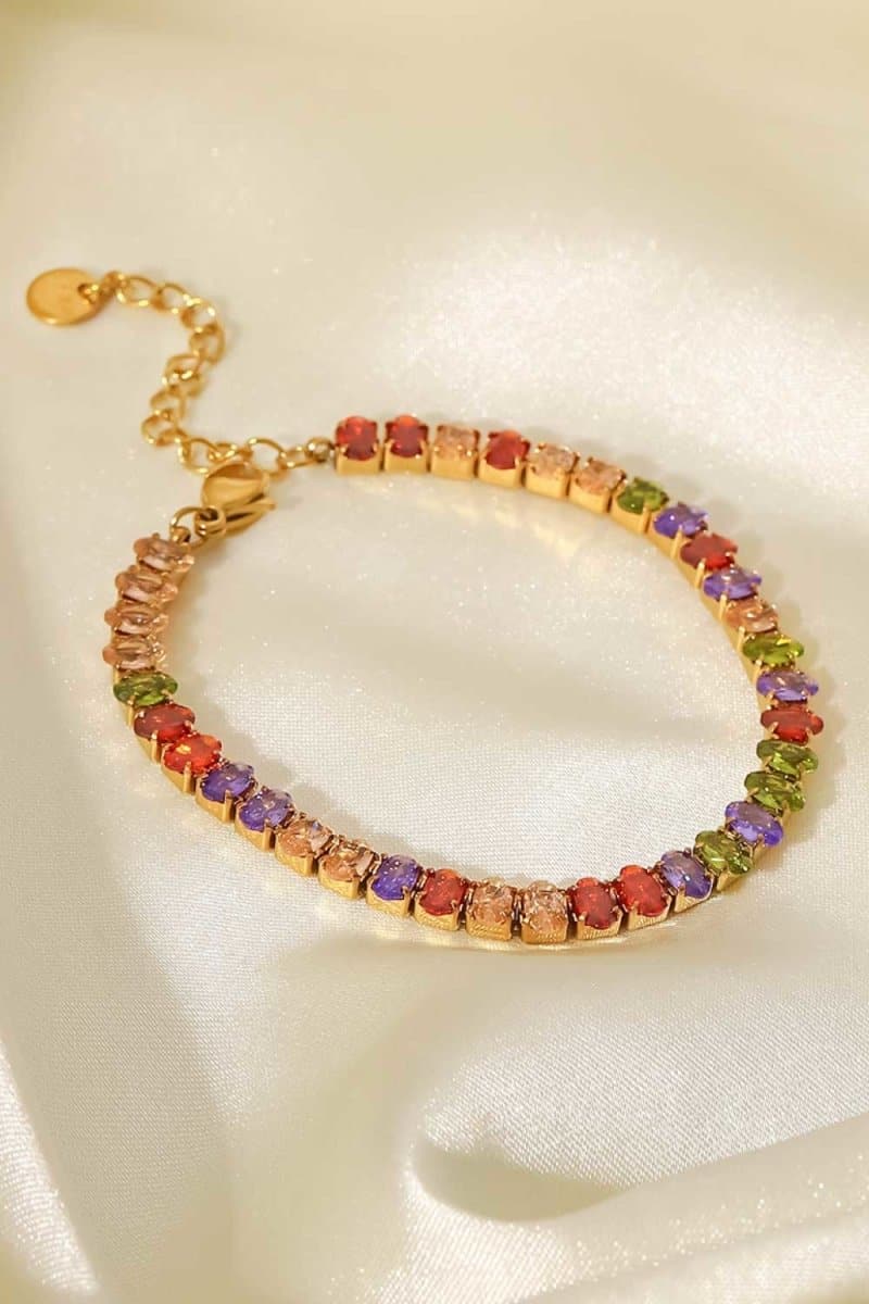 18K Gold Plated Multicolored Zircon Bracelet - Love Culture