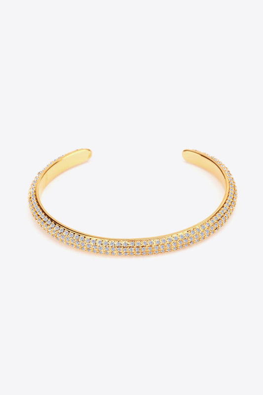 18K Gold-Plated Rhinestone Open Bracelet