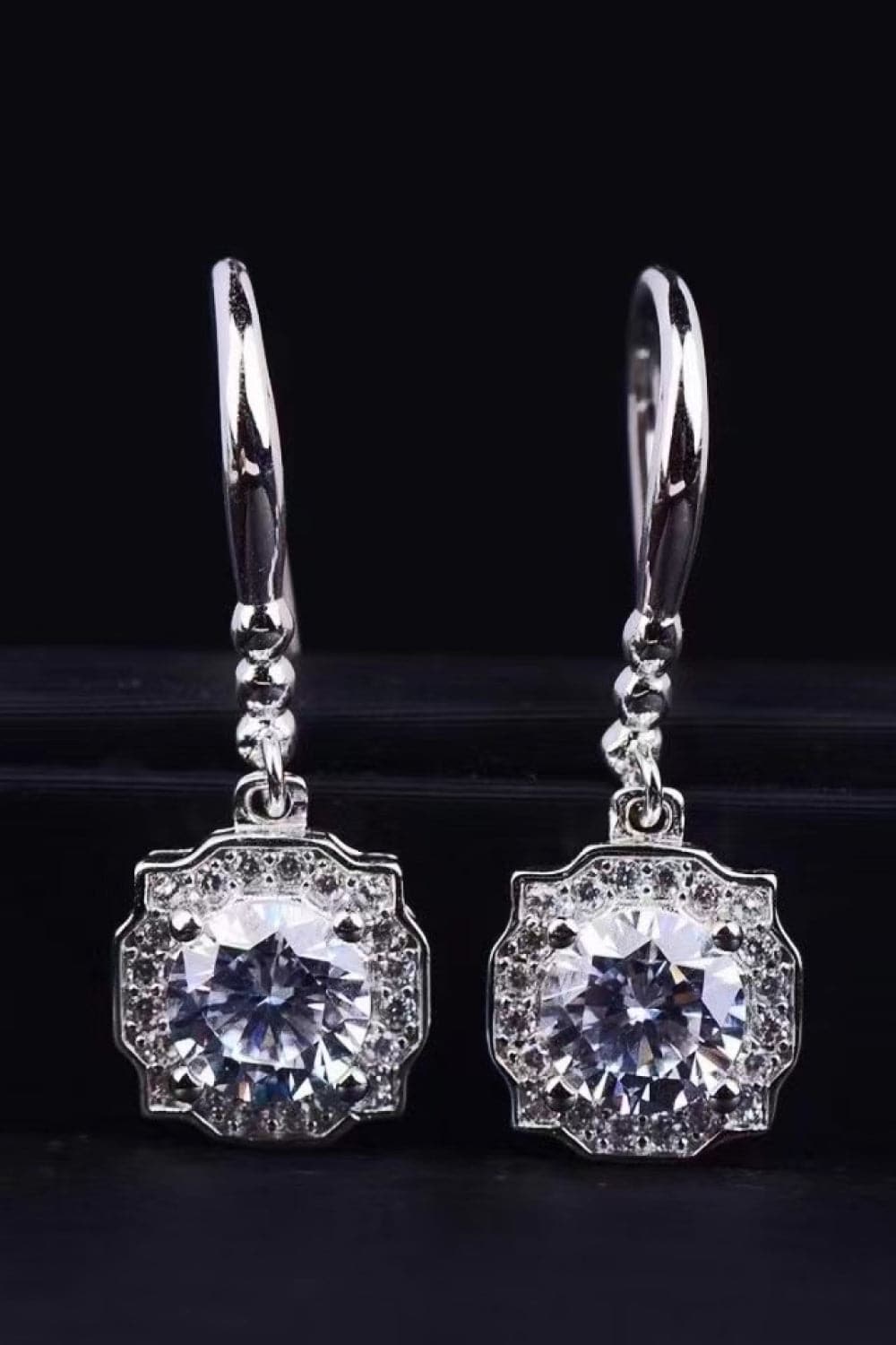 1 Carat Moissanite 925 Sterling Silver Drop Earrings