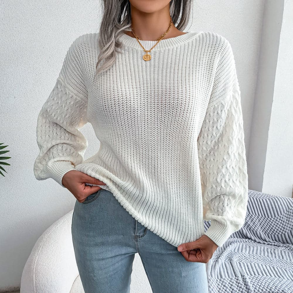 White round neck online sweater