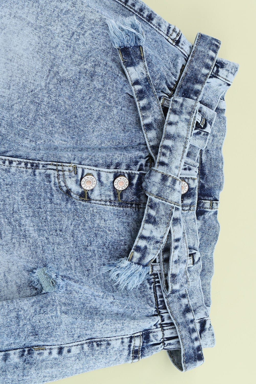 Acid Wash Belted Button Fly Distressed Jeans - Love culture store