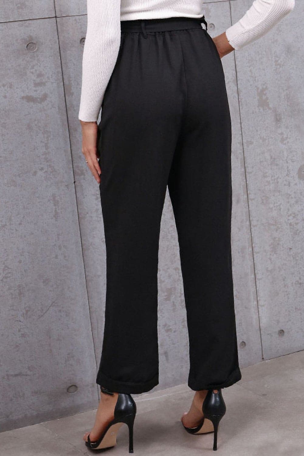 Belted Paperbag Waist Pants - Love culture store