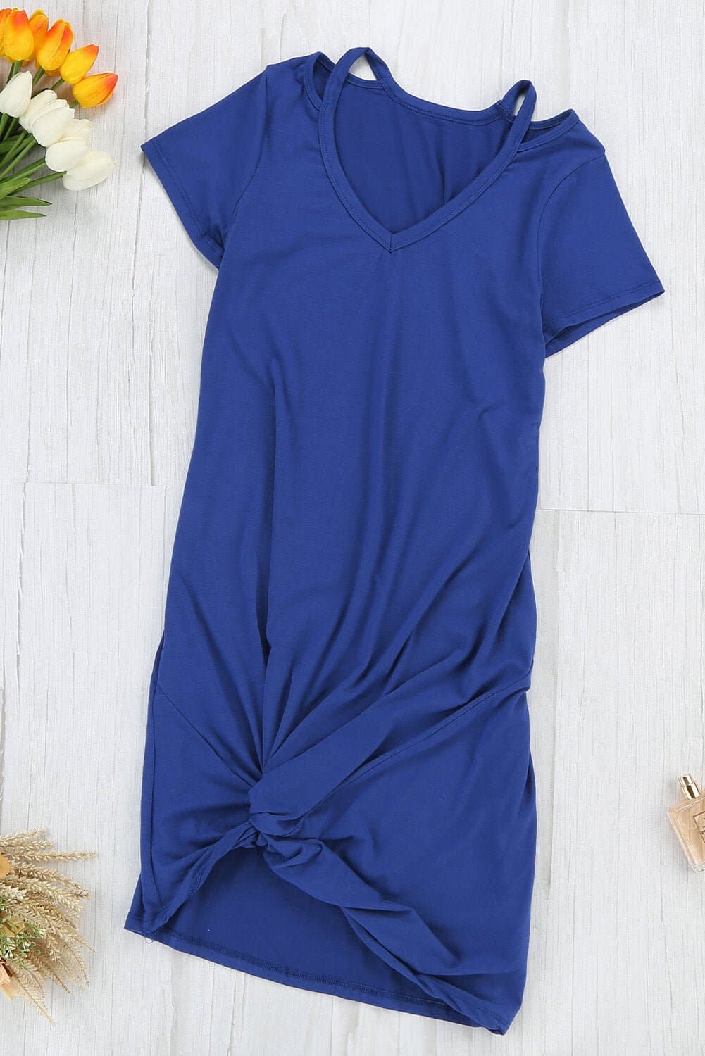 Clear Skies Jersey Twist T-Shirt Dress - Love culture store