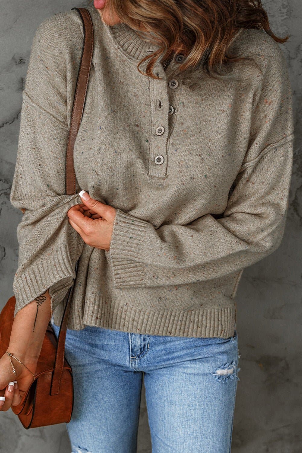 Colorful Exposed Seam Henley Sweater - Love culture store