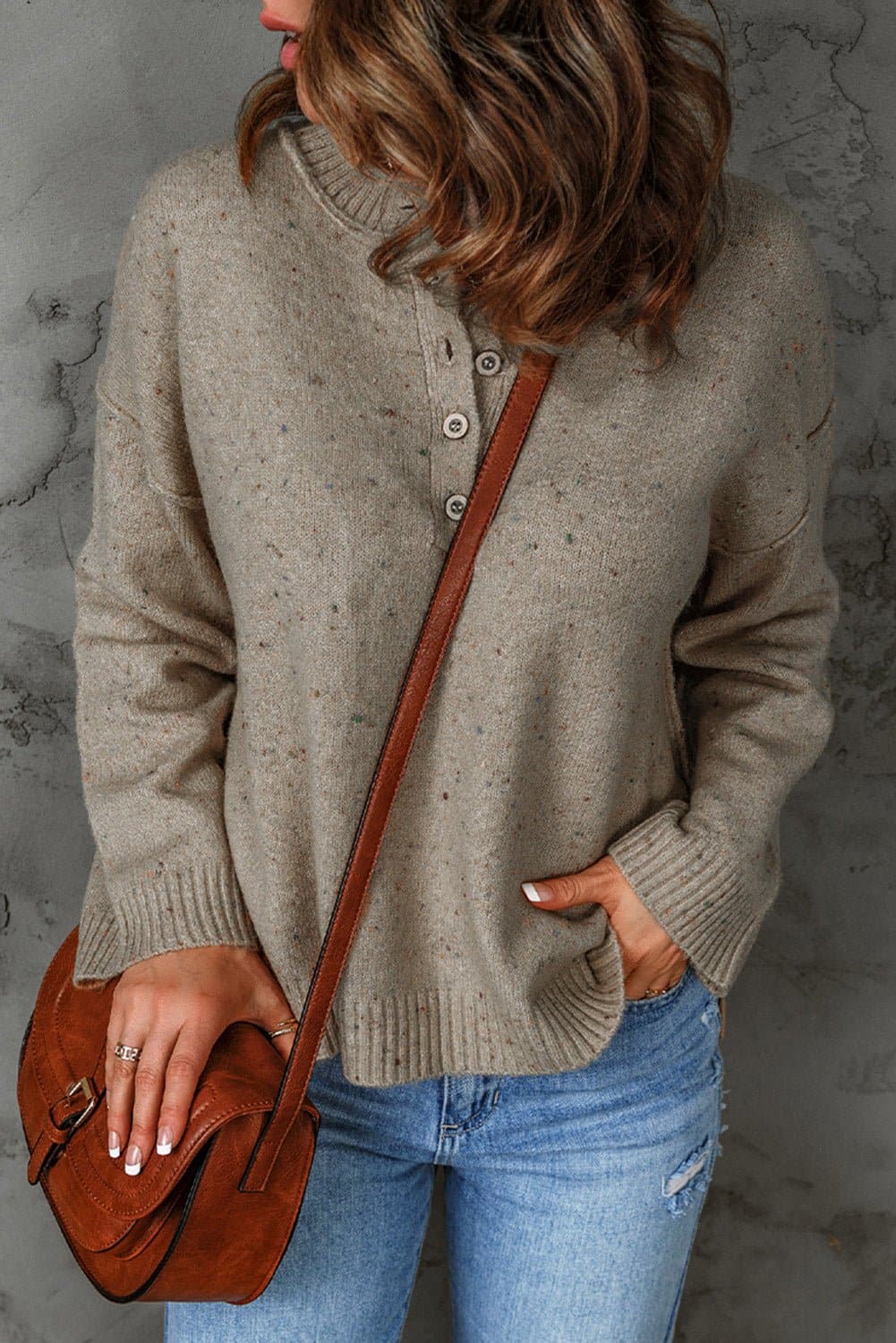 Colorful Exposed Seam Henley Sweater - Love culture store