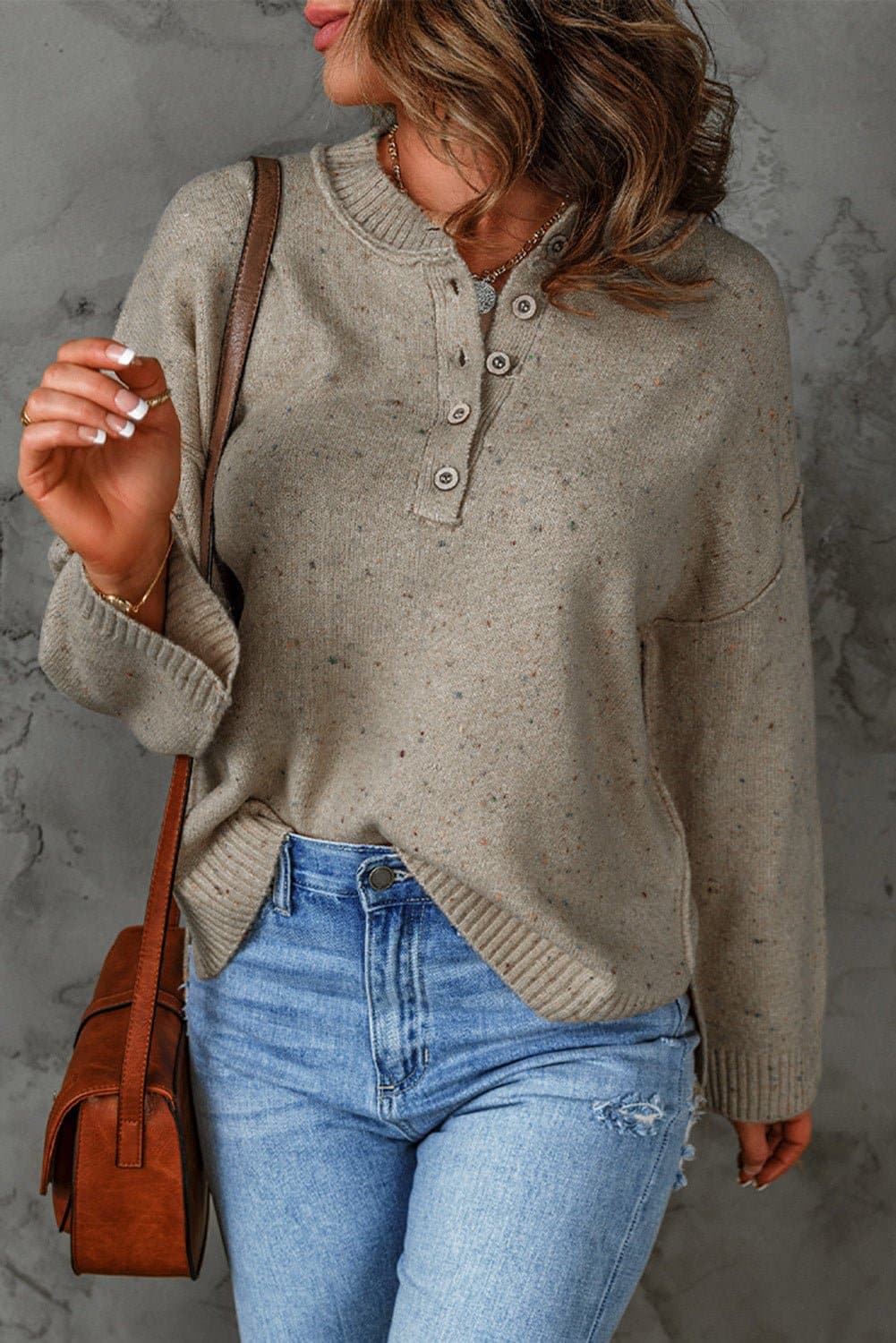 Colorful Exposed Seam Henley Sweater - Love culture store