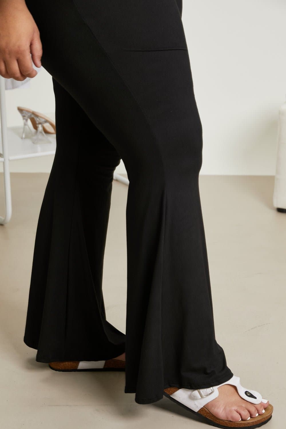 Cotton Bleu Try Me Full Size Elastic Waist Flare Pants - Love culture store