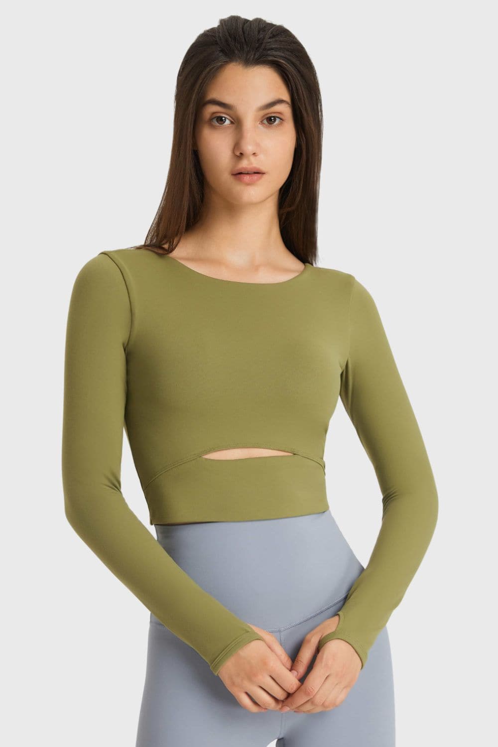Cutout Long Sleeve Cropped Sports Top - Love culture store