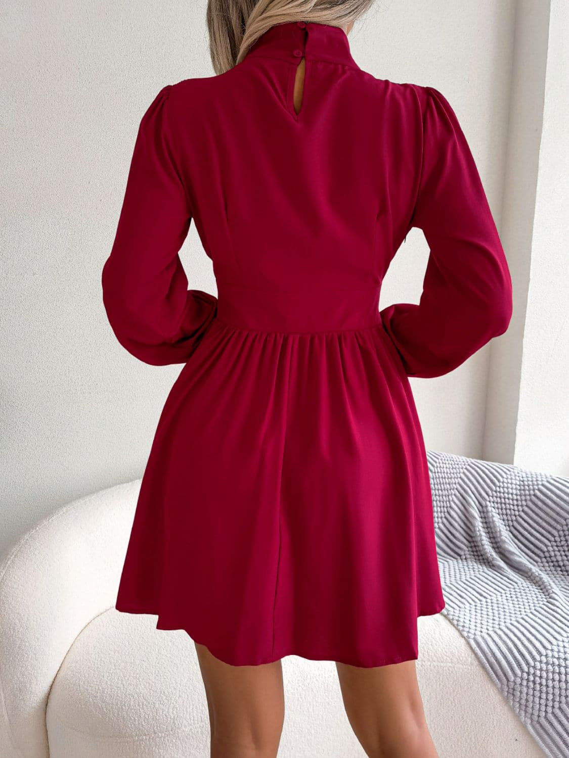 Cutout Turtleneck A-Line Mini Dress - Love culture store