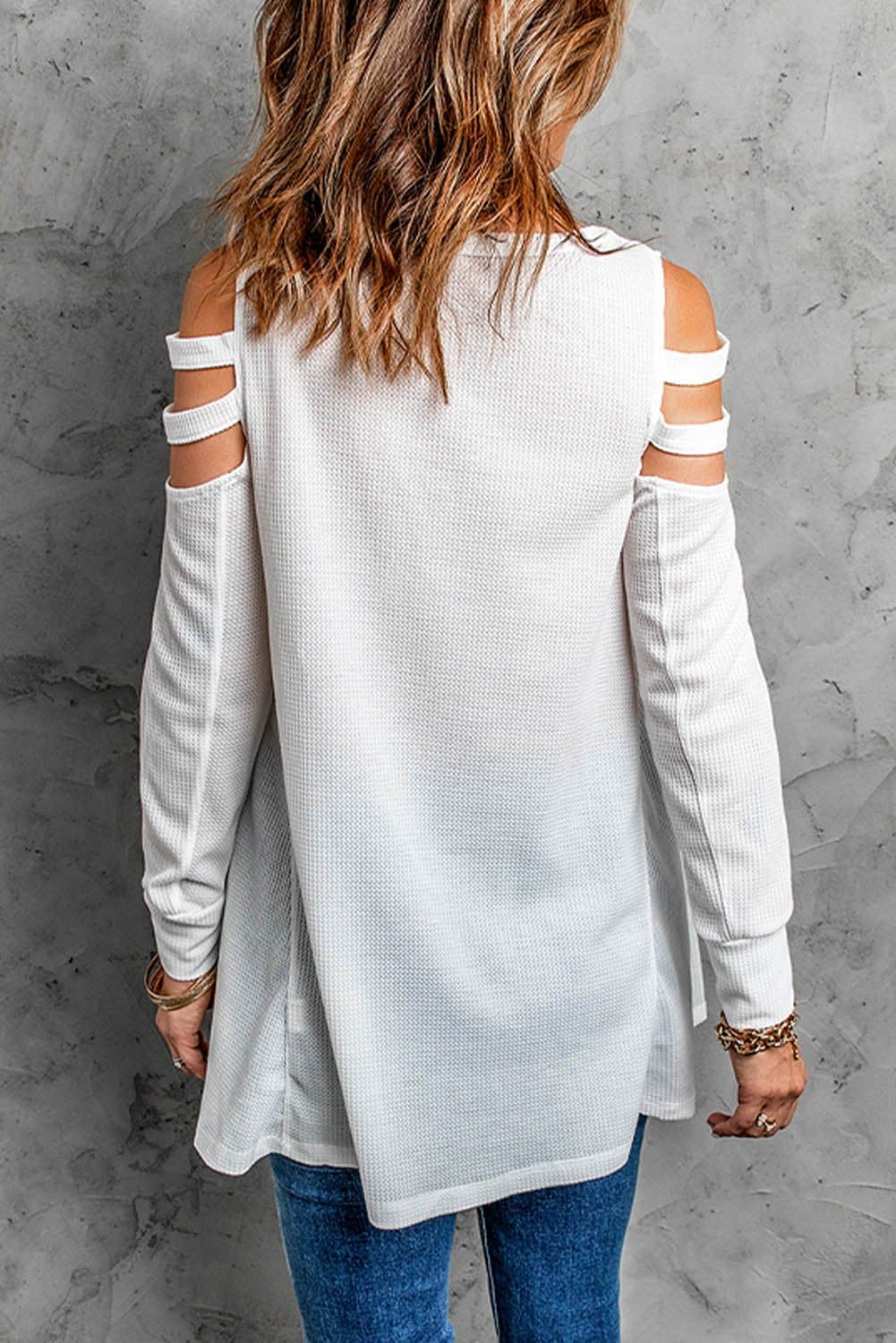Cutout Waffle Knit Tunic Top - Love culture store