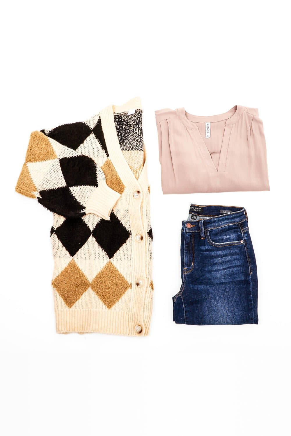 CY Fashion Know-It-All Full Size Argyle Longline Cardigan - Love culture store