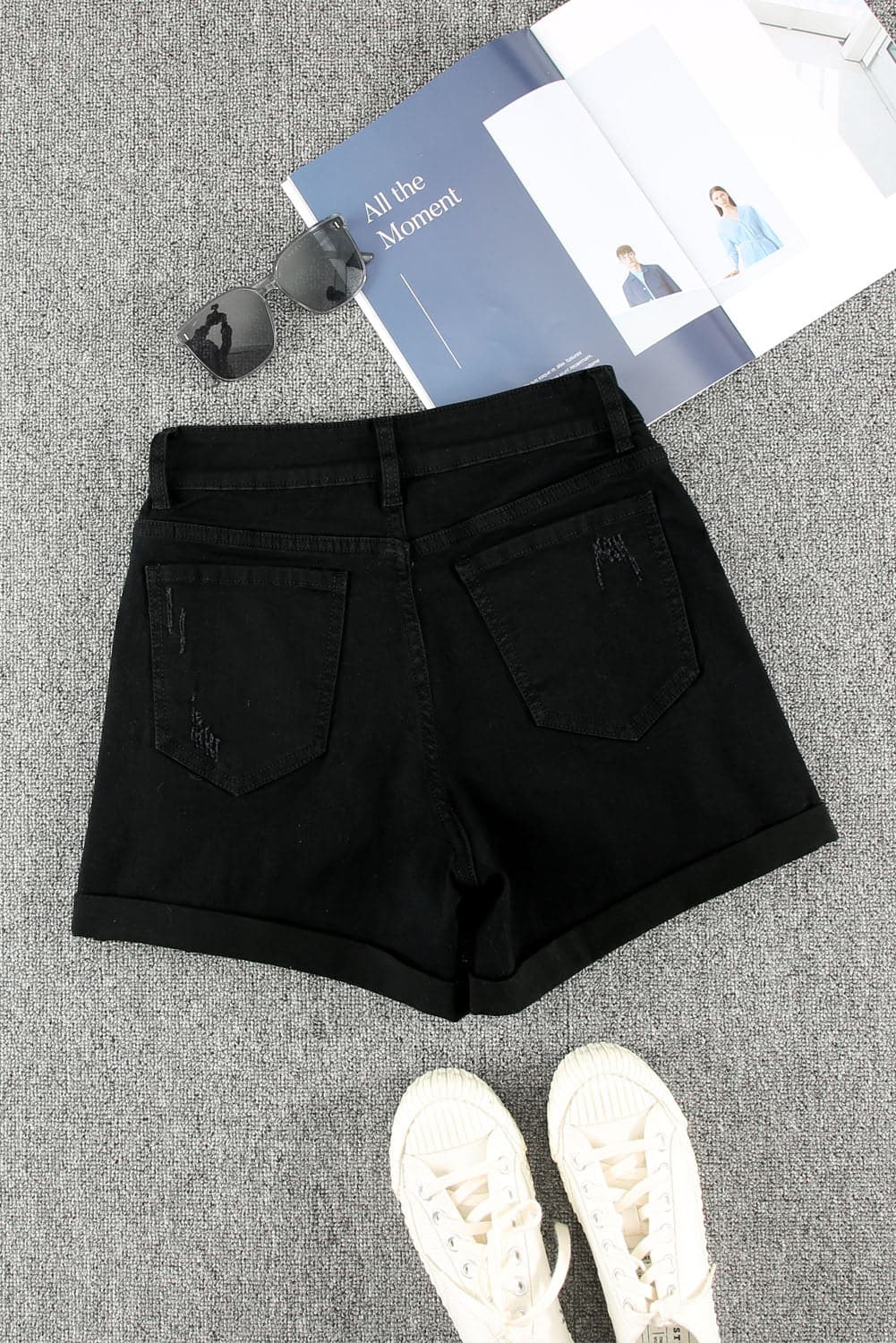 Distressed Cuffed Denim Shorts - Love culture store