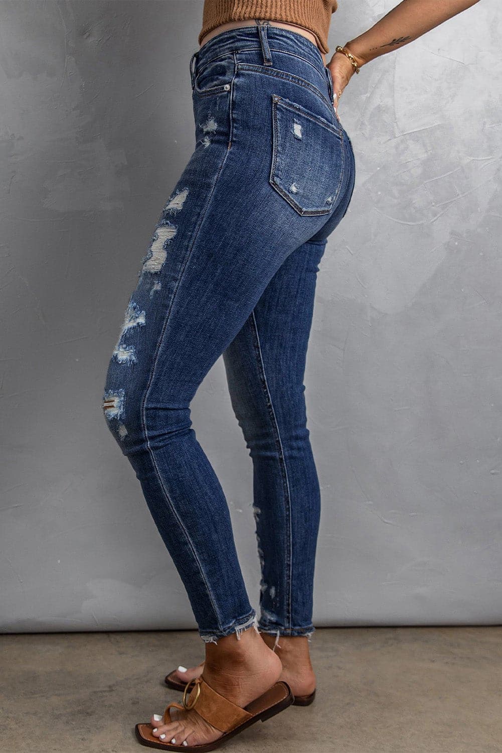 Distressed High Waist Skinny Jeans - Love culture store