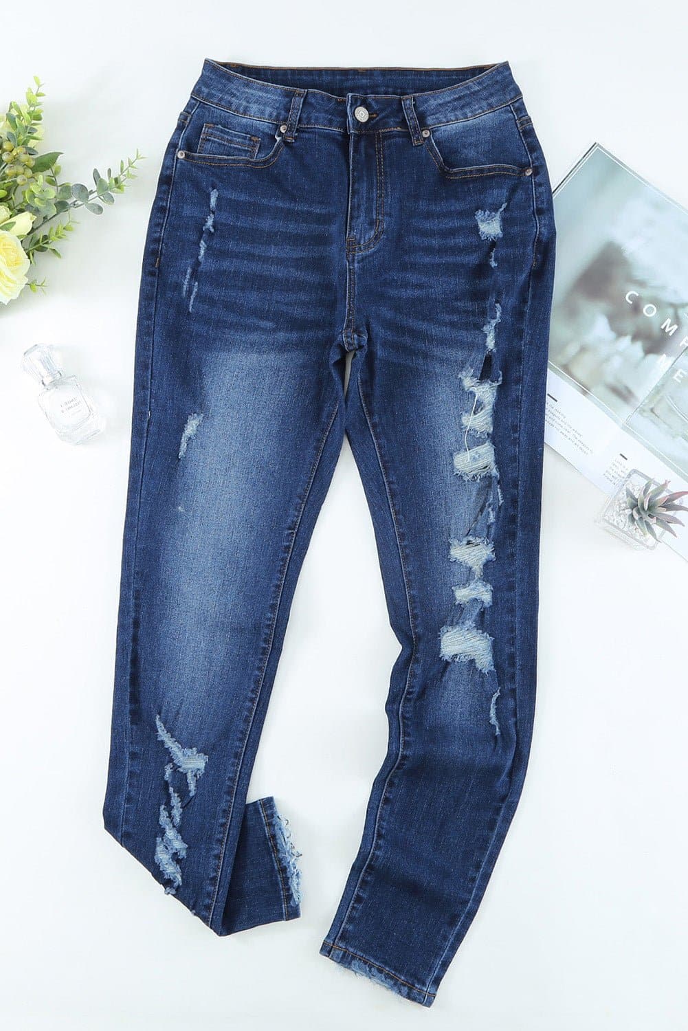 Distressed High Waist Skinny Jeans - Love culture store