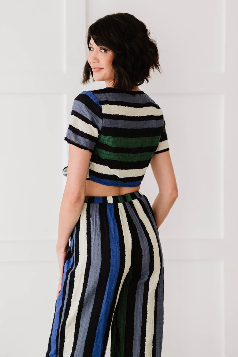 Dress Day So Divine Striped Crop Top and Pants Set - Love culture store