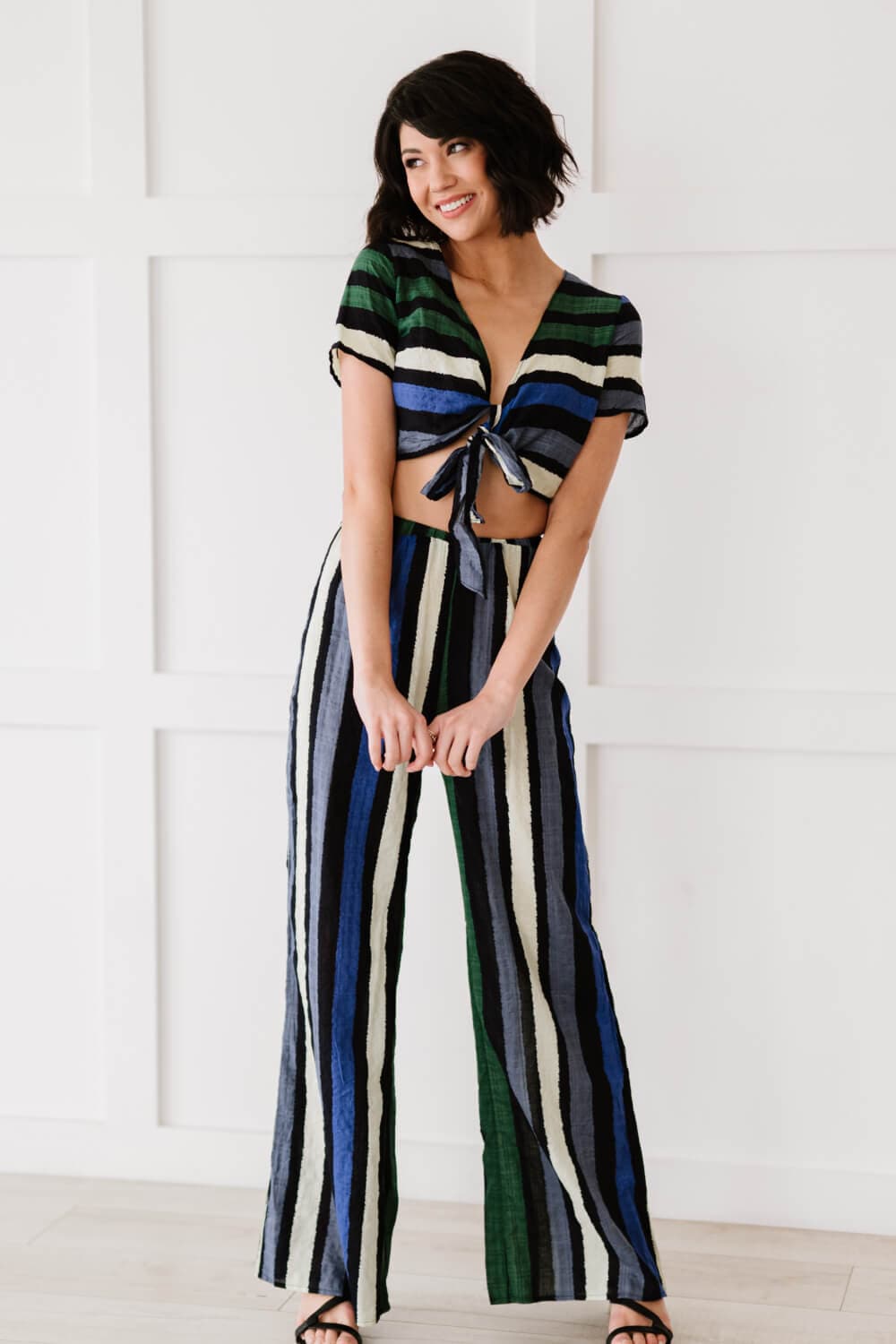 Dress Day So Divine Striped Crop Top and Pants Set - Love culture store