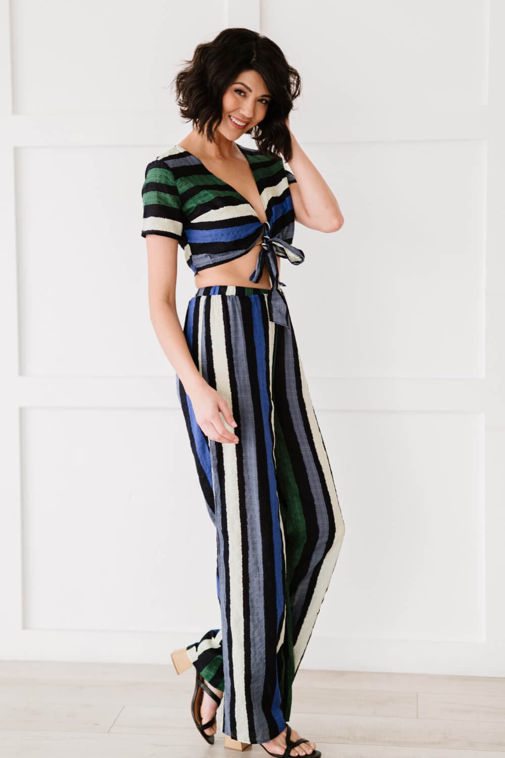 Dress Day So Divine Striped Crop Top and Pants Set - Love culture store