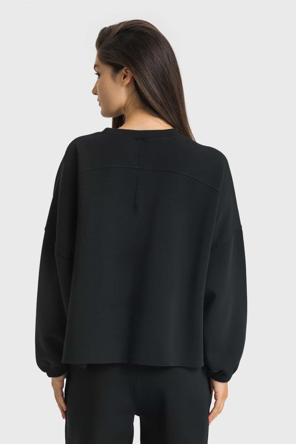 Dropped Shoulder Round Neck Sports Top - Love culture store