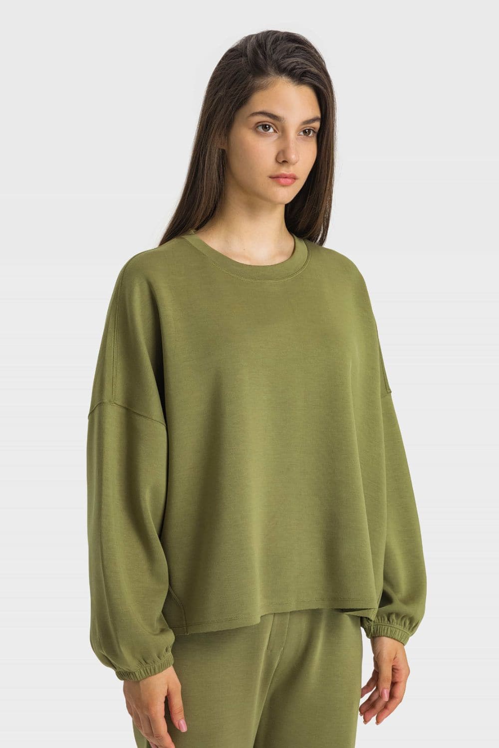 Dropped Shoulder Round Neck Sports Top - Love culture store