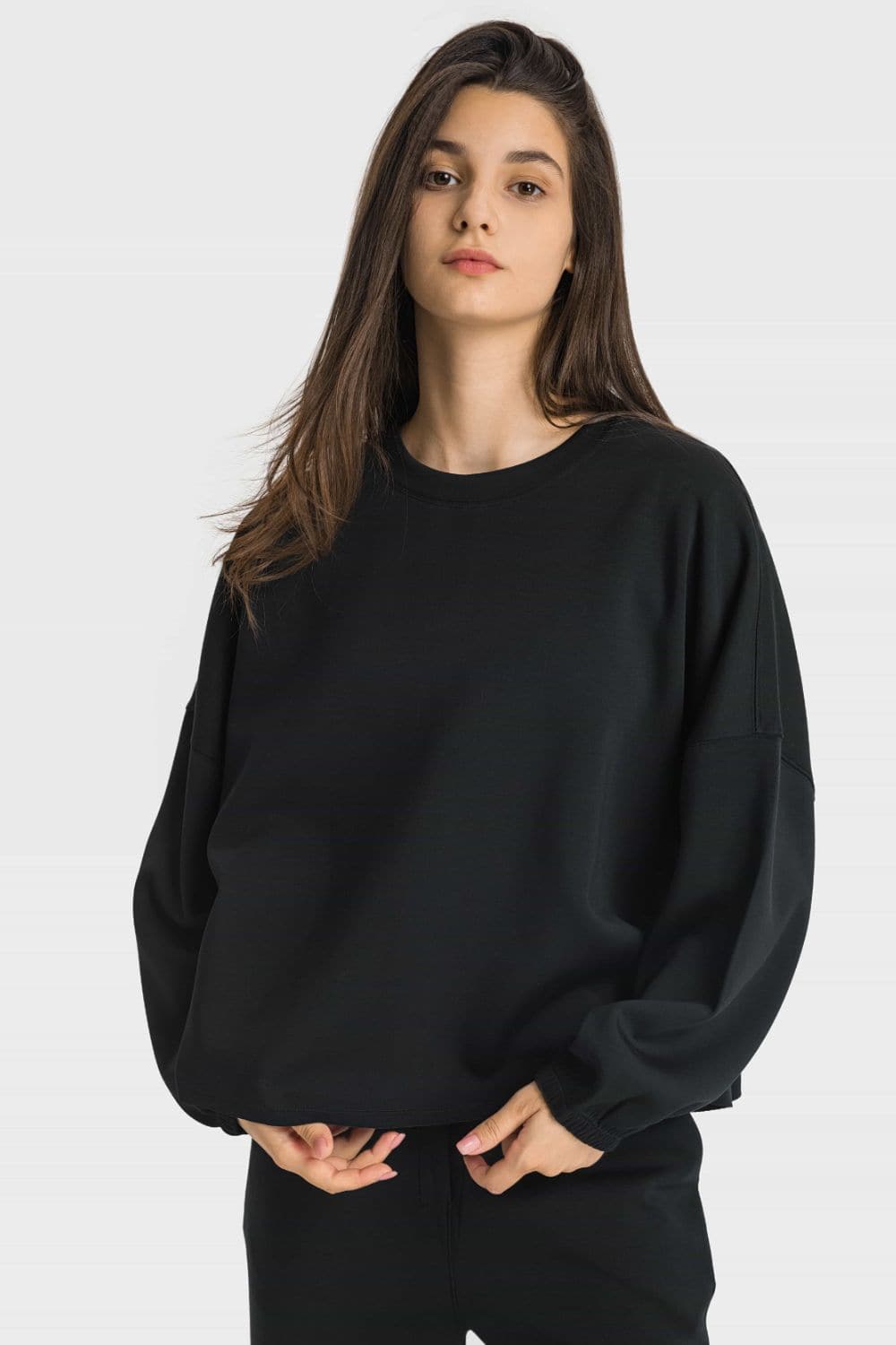 Dropped Shoulder Round Neck Sports Top - Love culture store