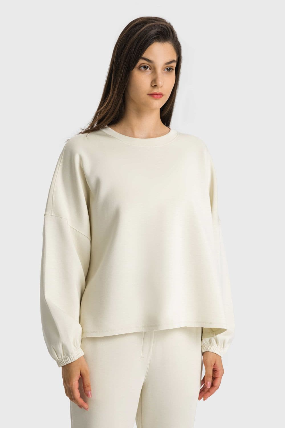 Dropped Shoulder Round Neck Sports Top - Love culture store