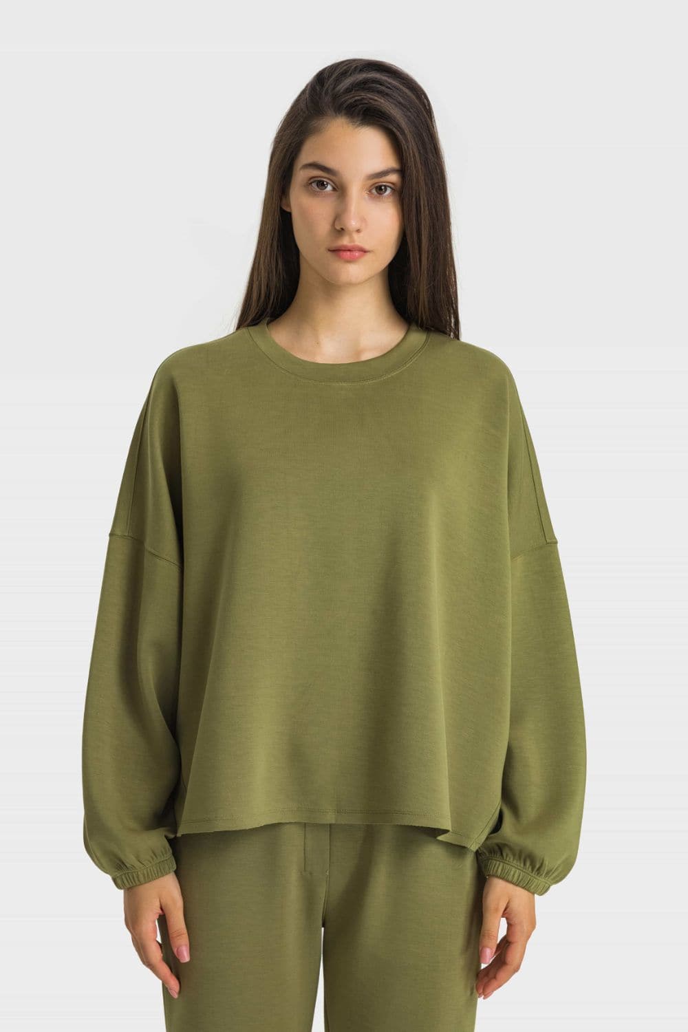 Dropped Shoulder Round Neck Sports Top - Love culture store