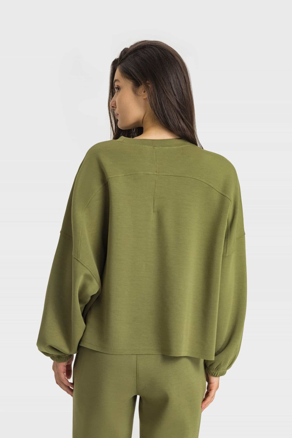 Dropped Shoulder Round Neck Sports Top - Love culture store