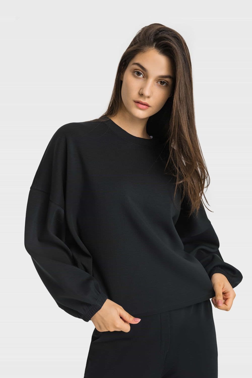 Dropped Shoulder Round Neck Sports Top - Love culture store