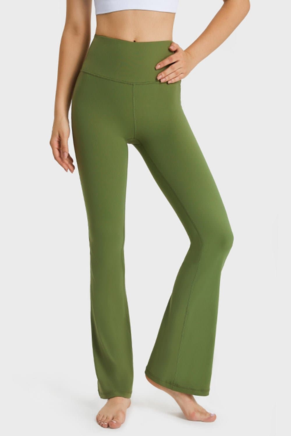 Elastic Waist Flare Yoga Pants - Love culture store