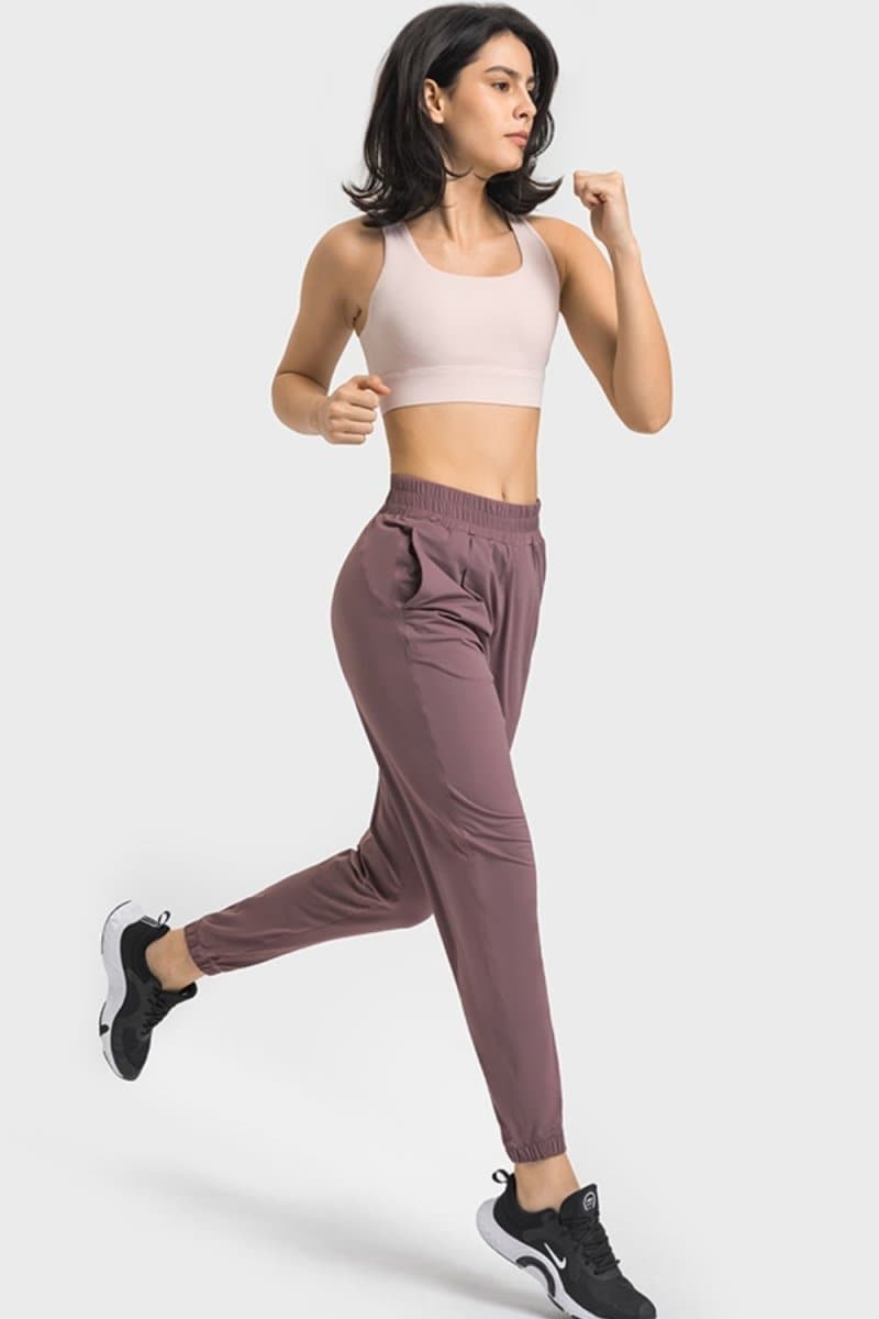 Elastic Waist Yoga Joggers with Pockets - Love Culture