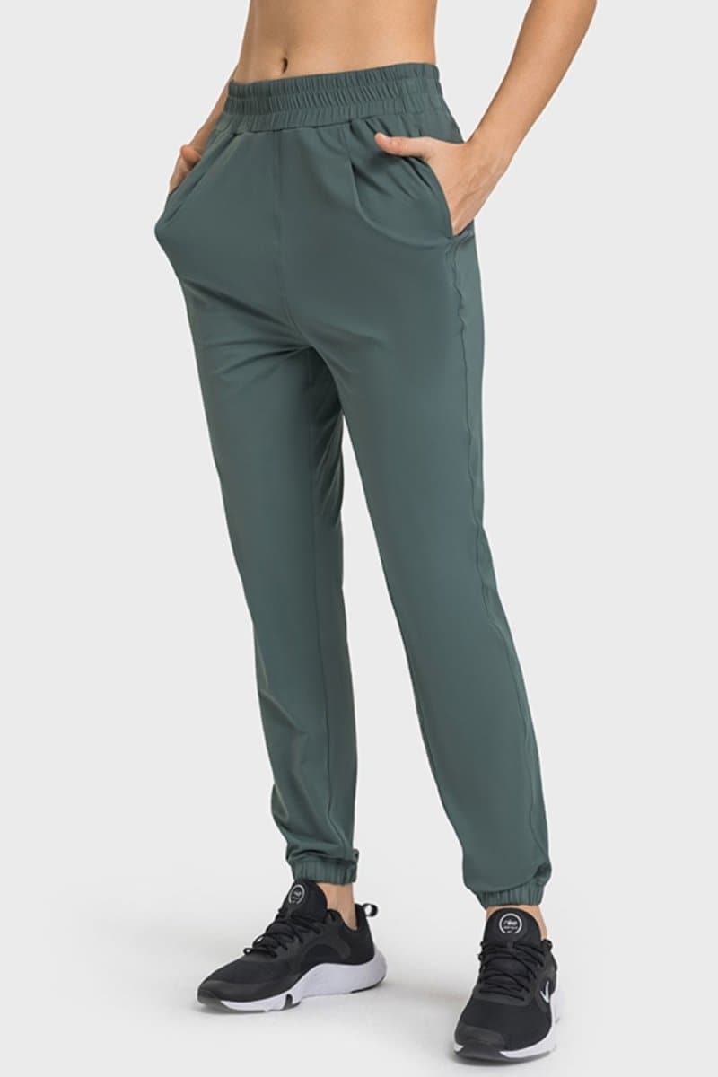 Elastic Waist Yoga Joggers with Pockets - Love Culture