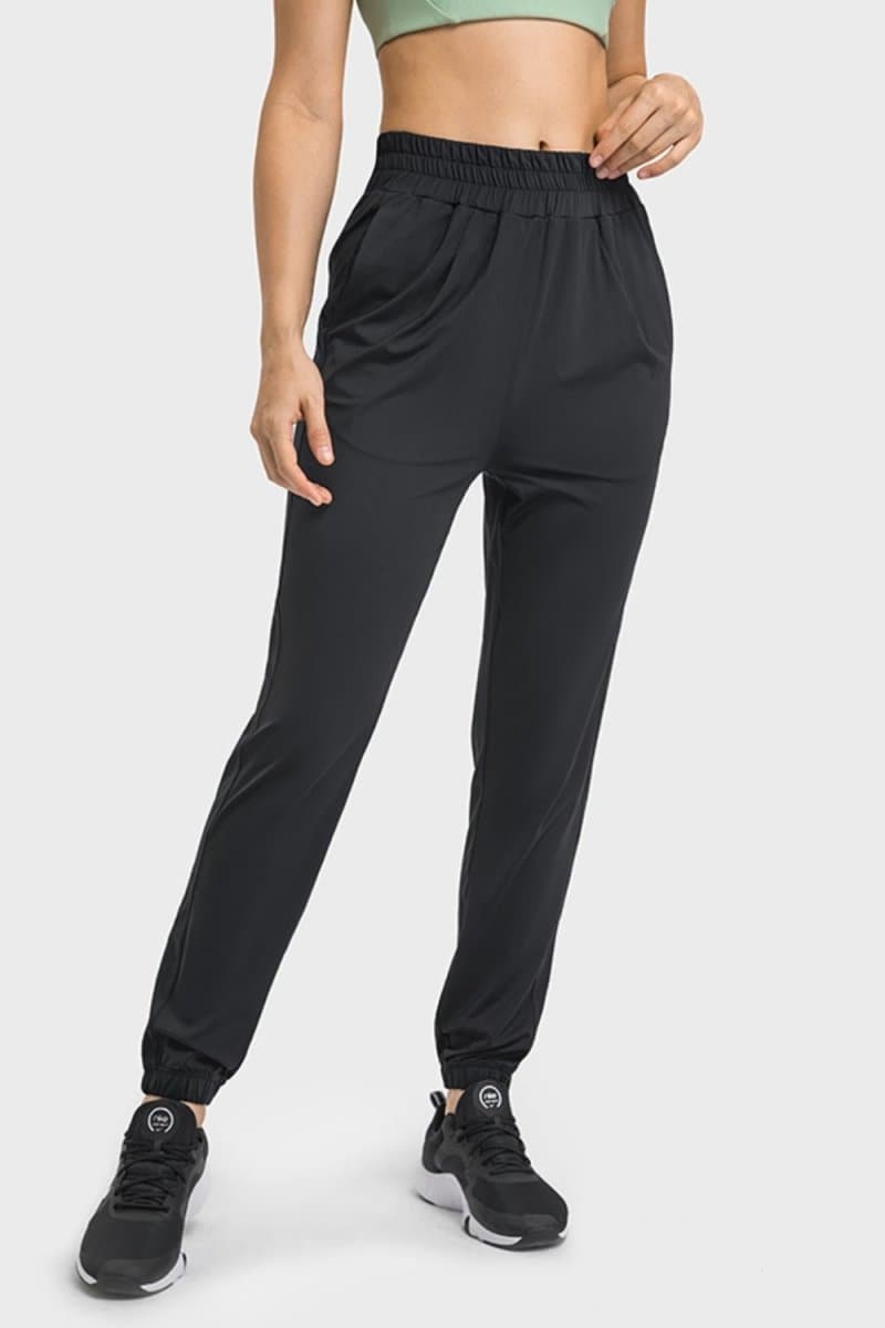 Elastic Waist Yoga Joggers with Pockets - Love Culture
