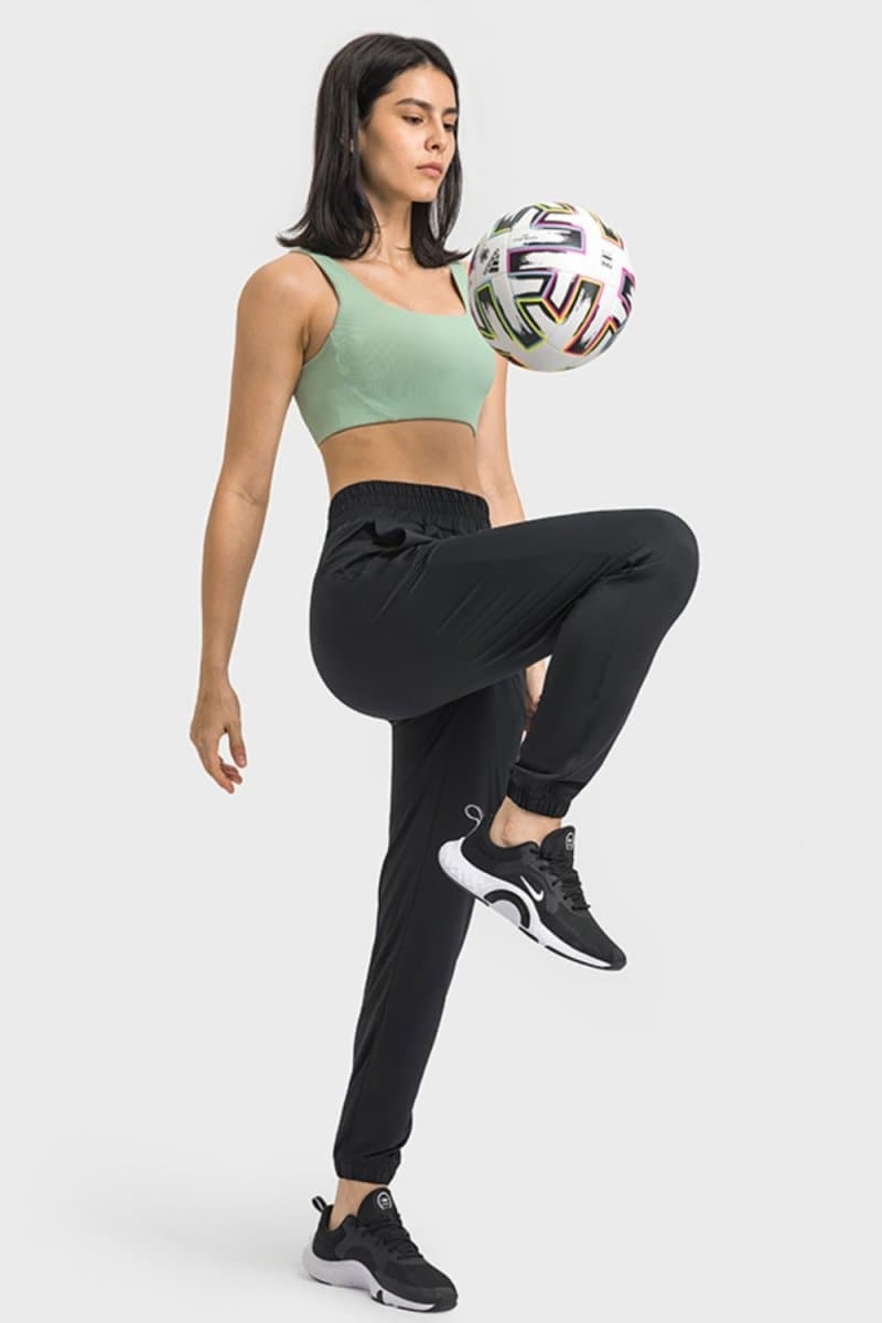 Elastic Waist Yoga Joggers with Pockets - Love Culture