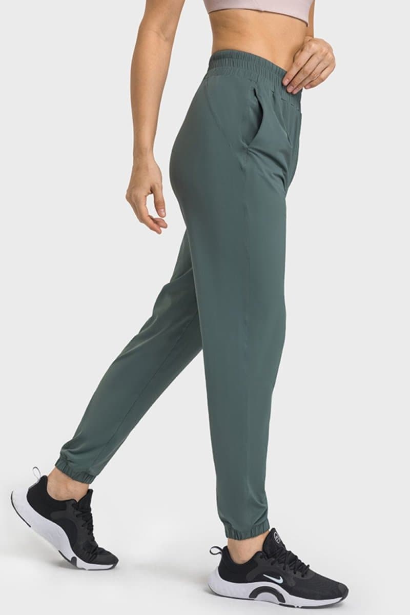 Elastic Waist Yoga Joggers with Pockets - Love Culture