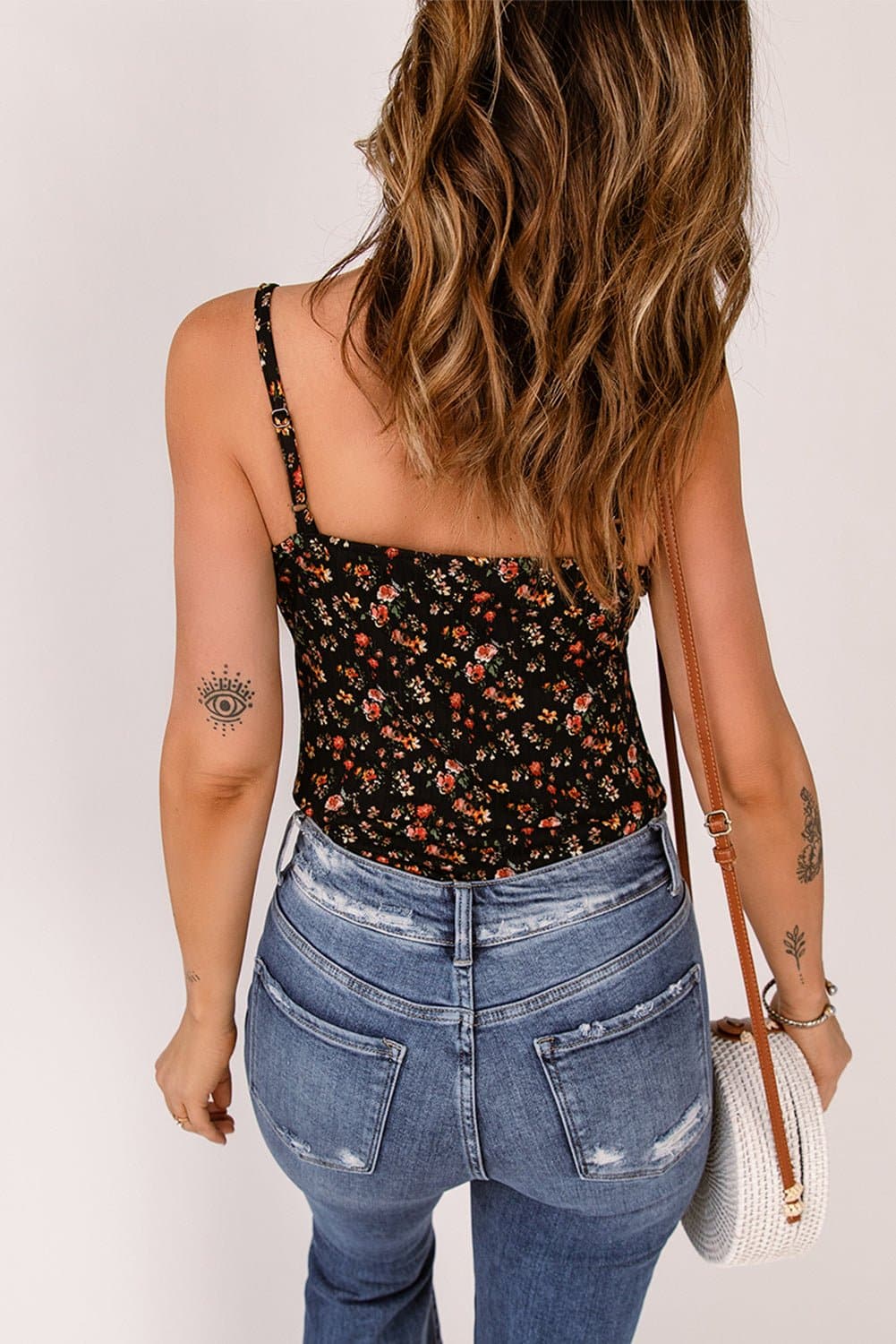 Floral Spaghetti Strap Bodysuit - Love culture store