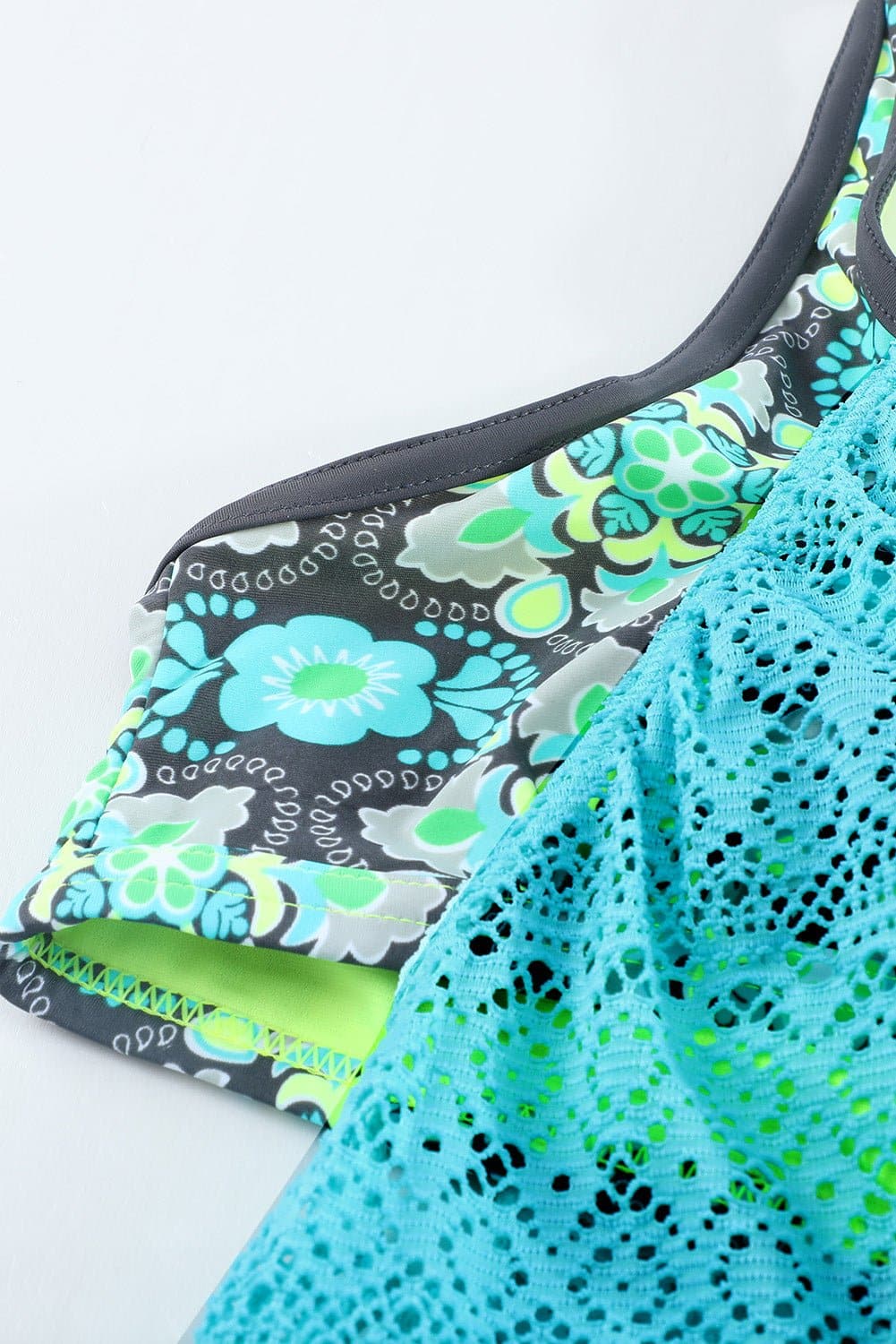 Floral Spliced Lace Tankini Top - Love culture store