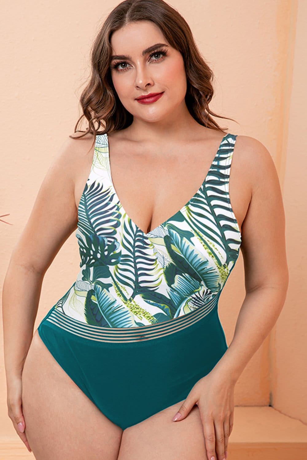 Two-Tone Twisted Cutout One-Piece Swimsuit