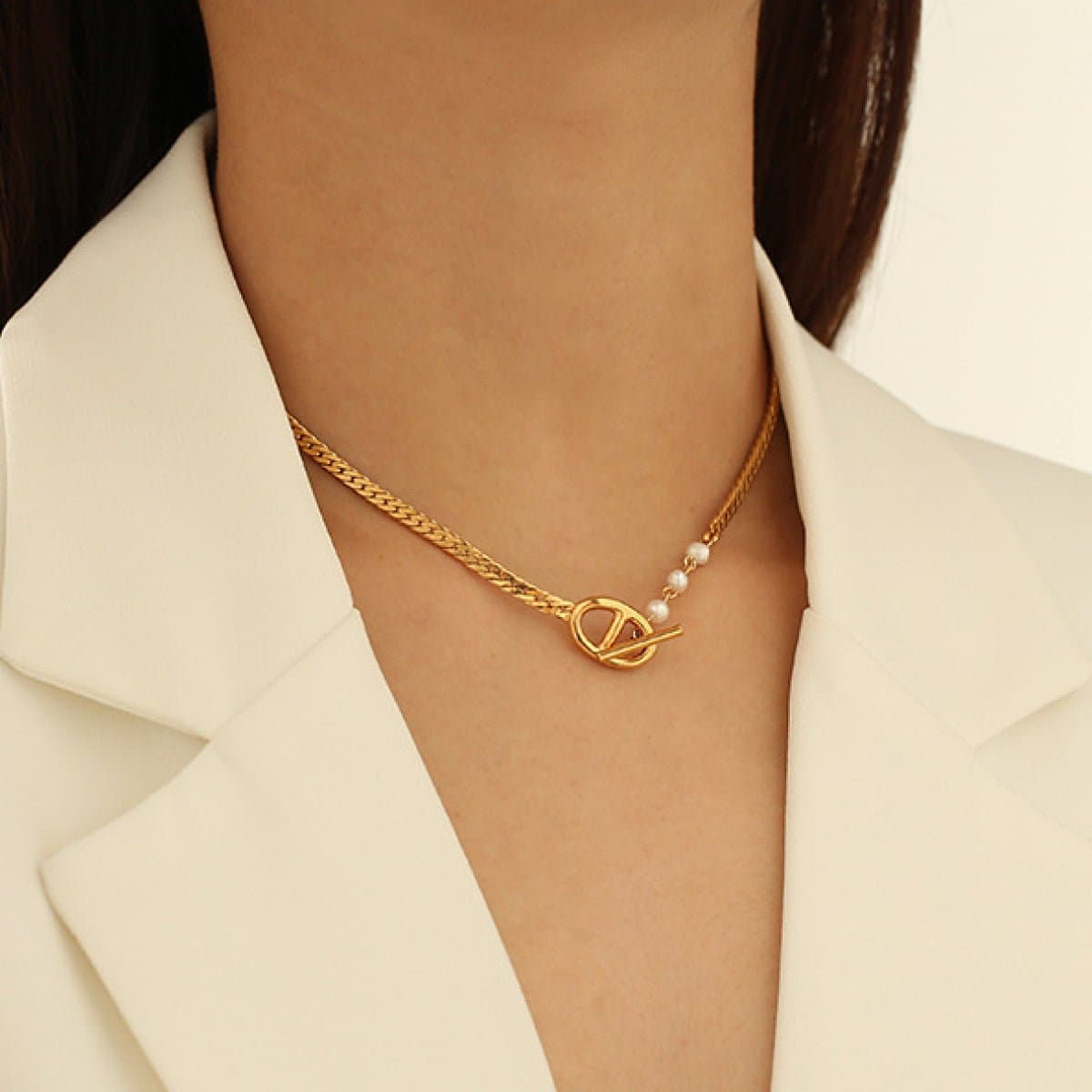 Gold Chain with Pearl Necklace - Love culture store