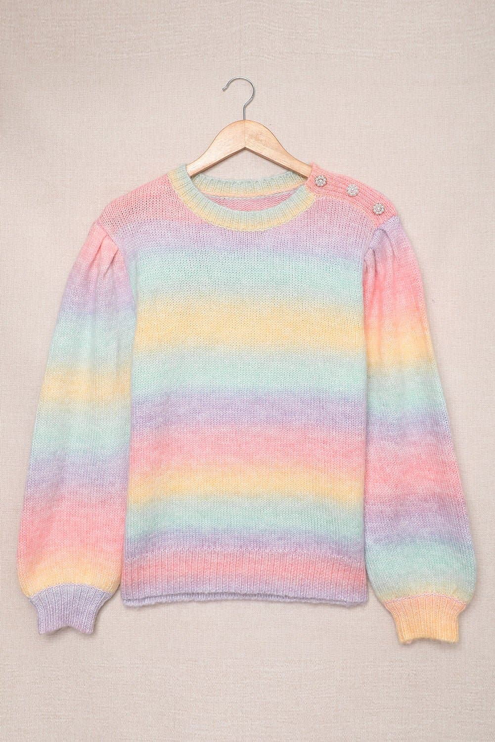 Gradient Stripes Bishop Sleeve Sweater - Love culture store