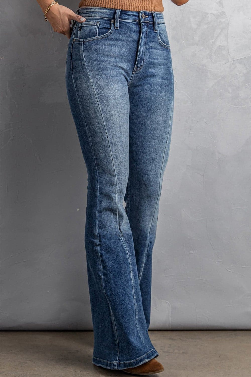 High Waist Flare Jeans with Pockets - Love culture store