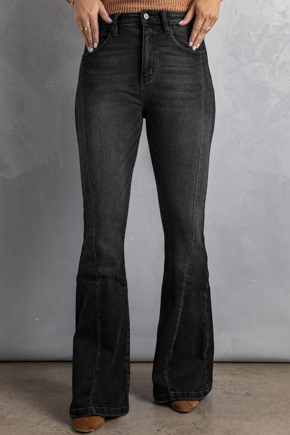 High Waist Flare Jeans with Pockets - Love culture store