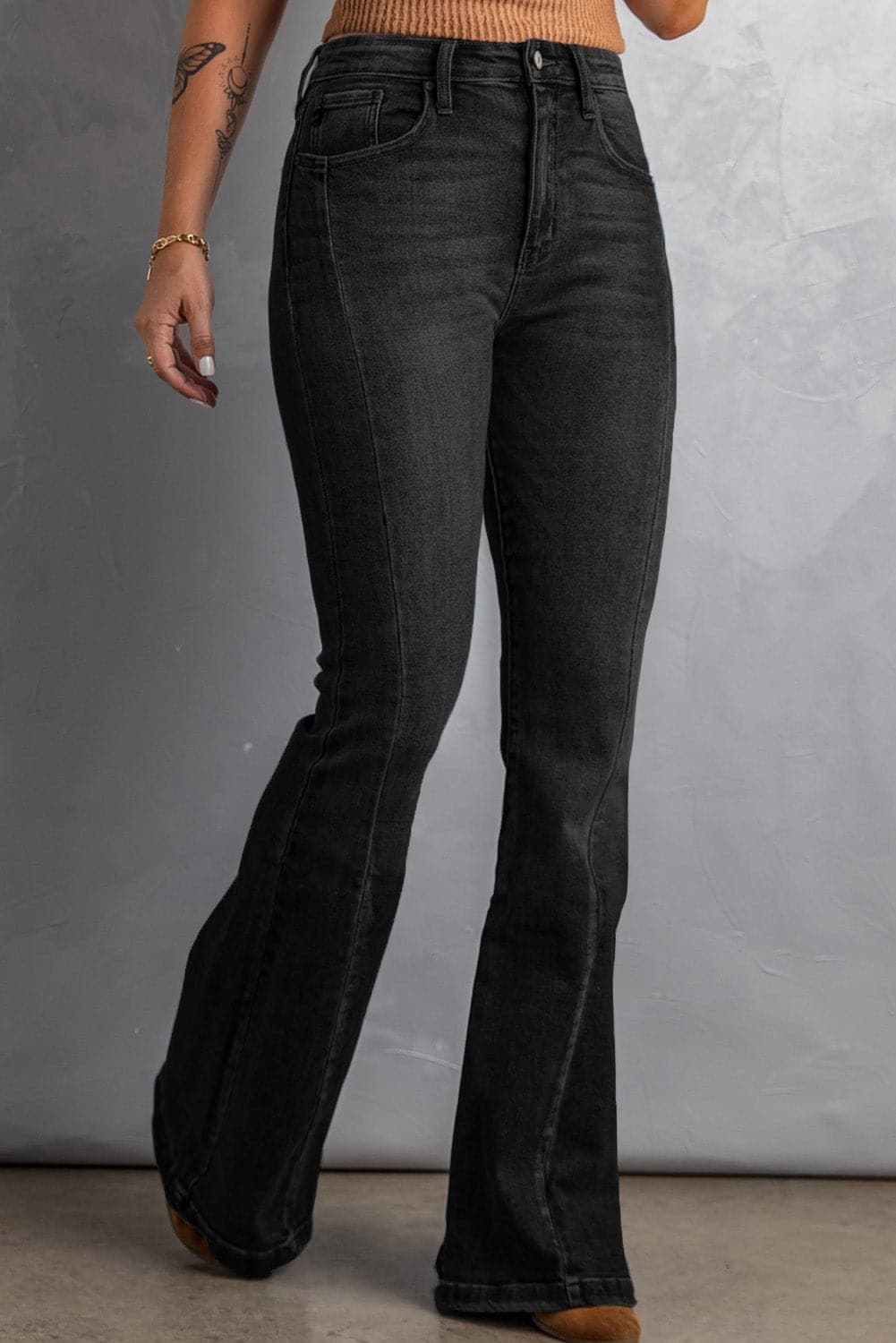High Waist Flare Jeans with Pockets - Love culture store