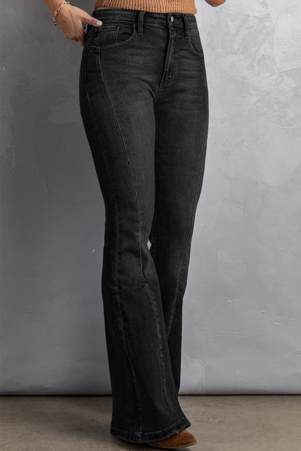 High Waist Flare Jeans with Pockets - Love culture store
