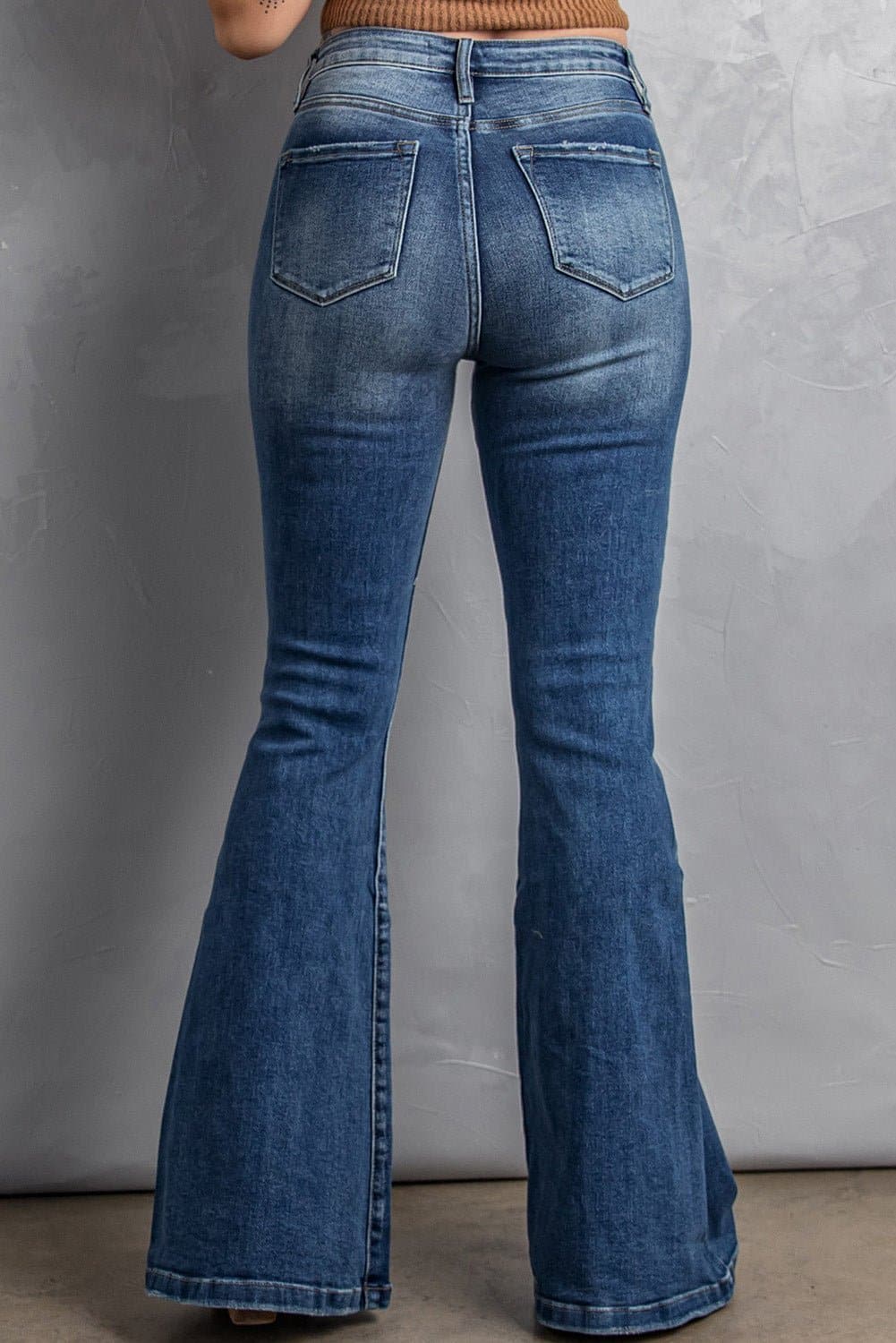 High Waist Flare Jeans with Pockets - Love culture store