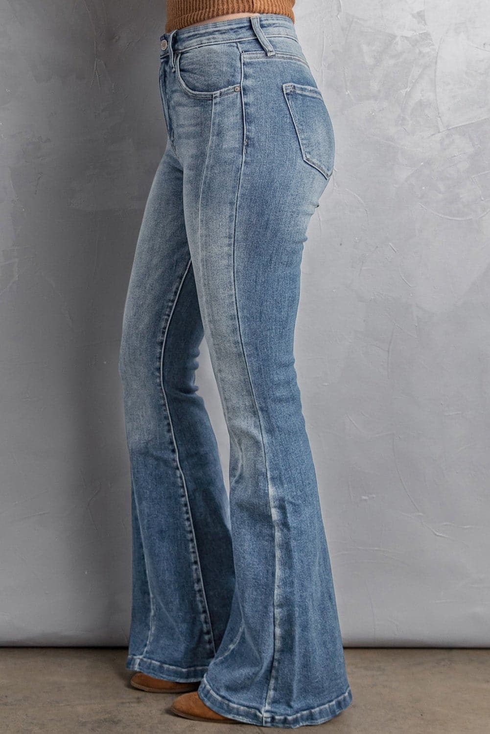 High Waist Flare Jeans with Pockets - Love culture store