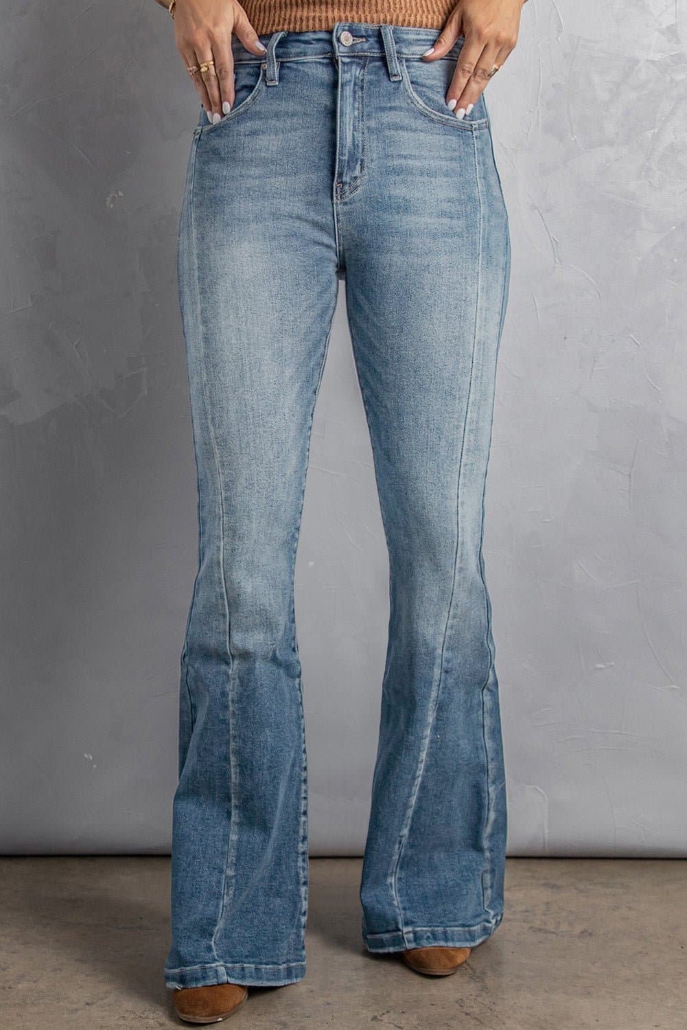 High Waist Flare Jeans with Pockets - Love culture store