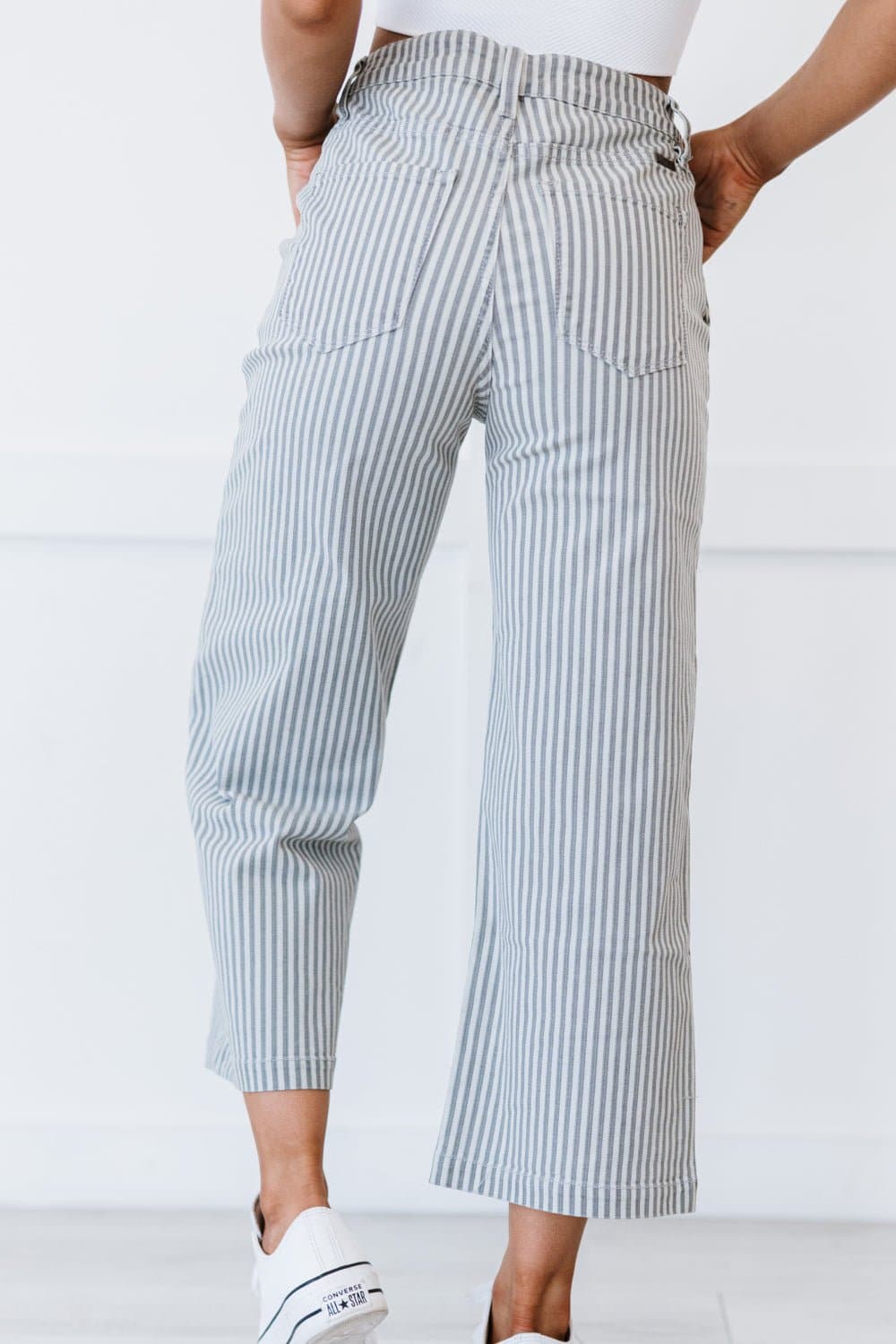 Kancan Emerson Pinstripe Wide Leg Cropped Jeans - Love culture store