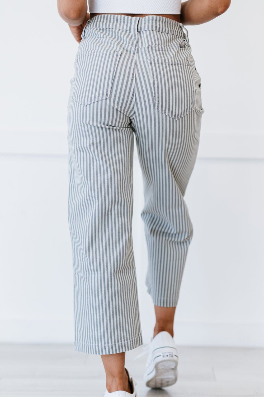 Kancan Emerson Pinstripe Wide Leg Cropped Jeans - Love culture store