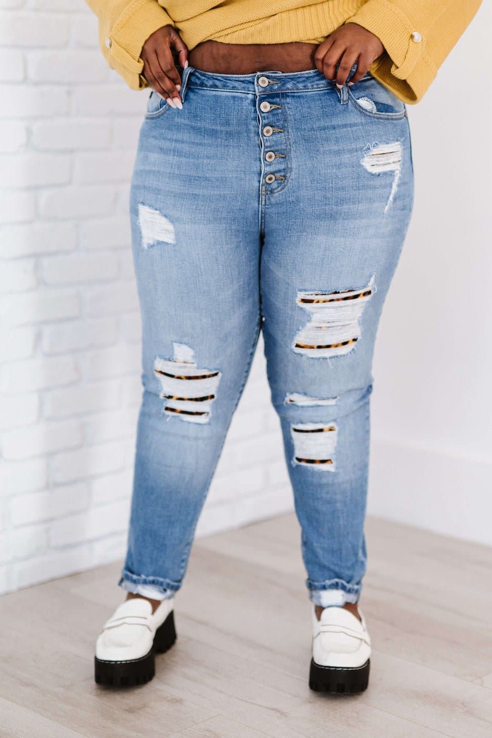 Kancan Untamed Full Size Run Leopard Lined Skinny Jeans - Love culture store